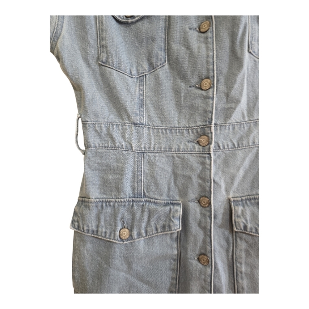 Boyish The Joe Denim Dress General Medium No Belt Cotton Flap Pockets Light Wash - Picture 9 of 9